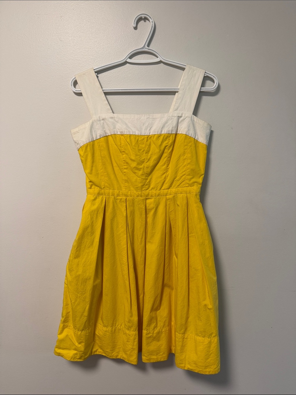 GAP Yellow and Cream Strappy Fit-and-Flare Dress